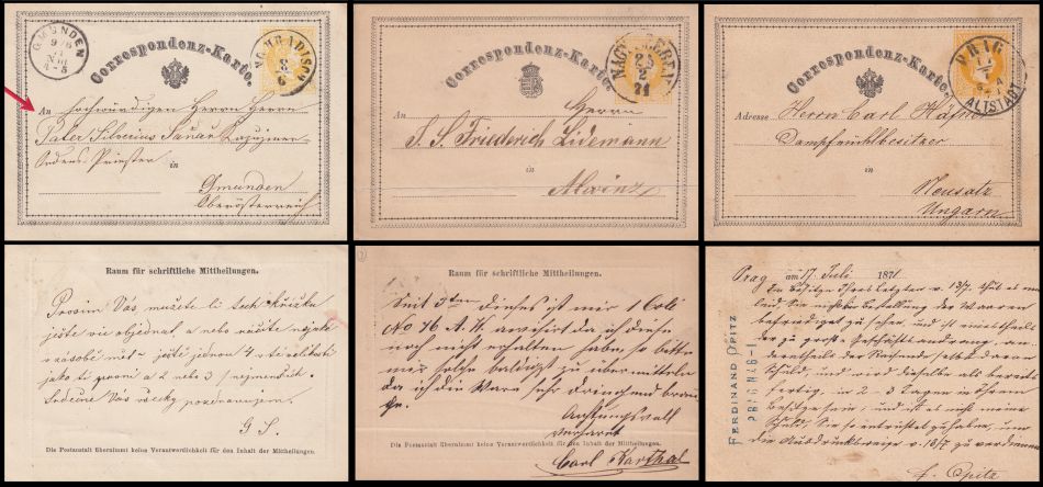 Correspondenz-Karte of Austria 1869 vs. 1871 - the first postcards in the world